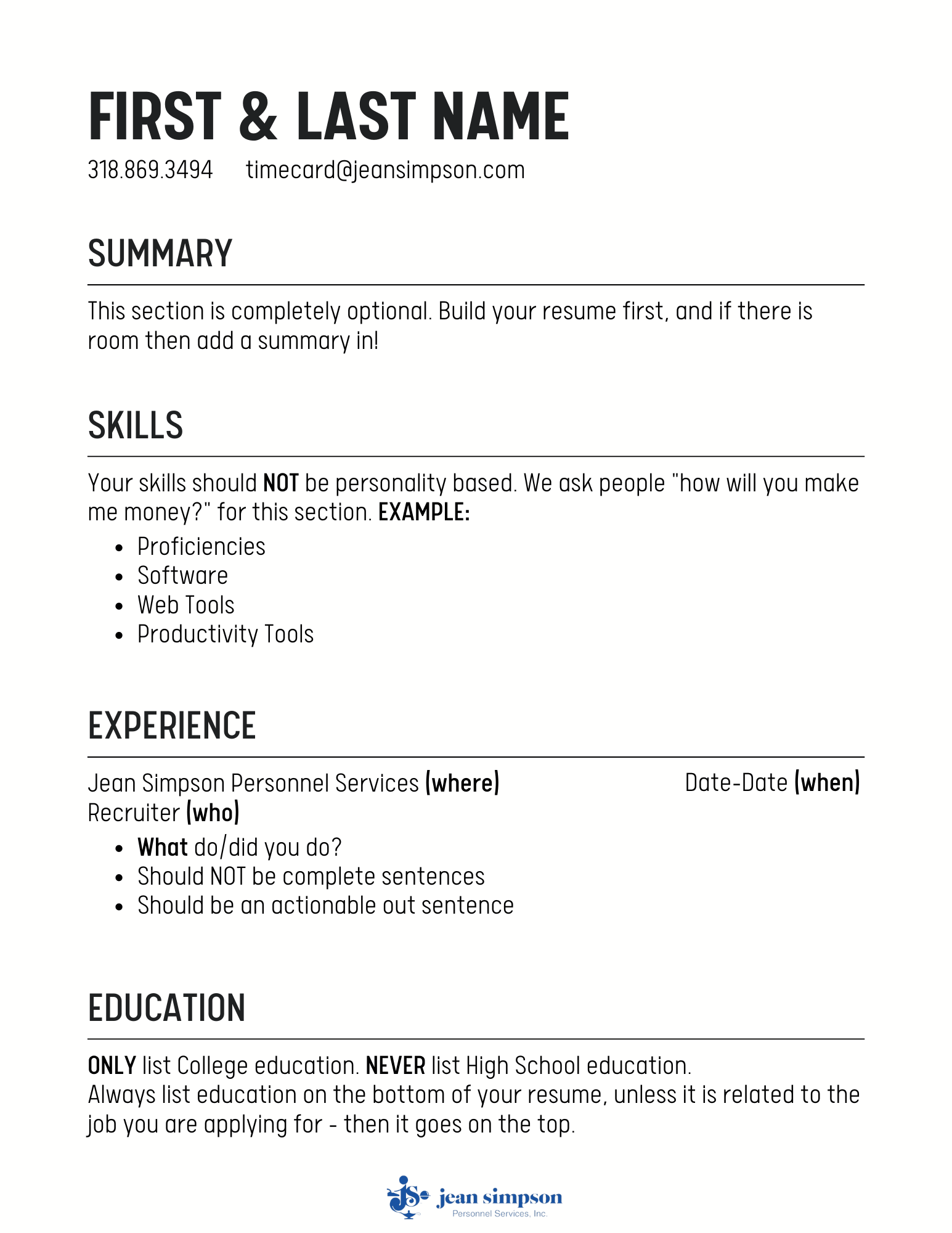 need help doing a resume